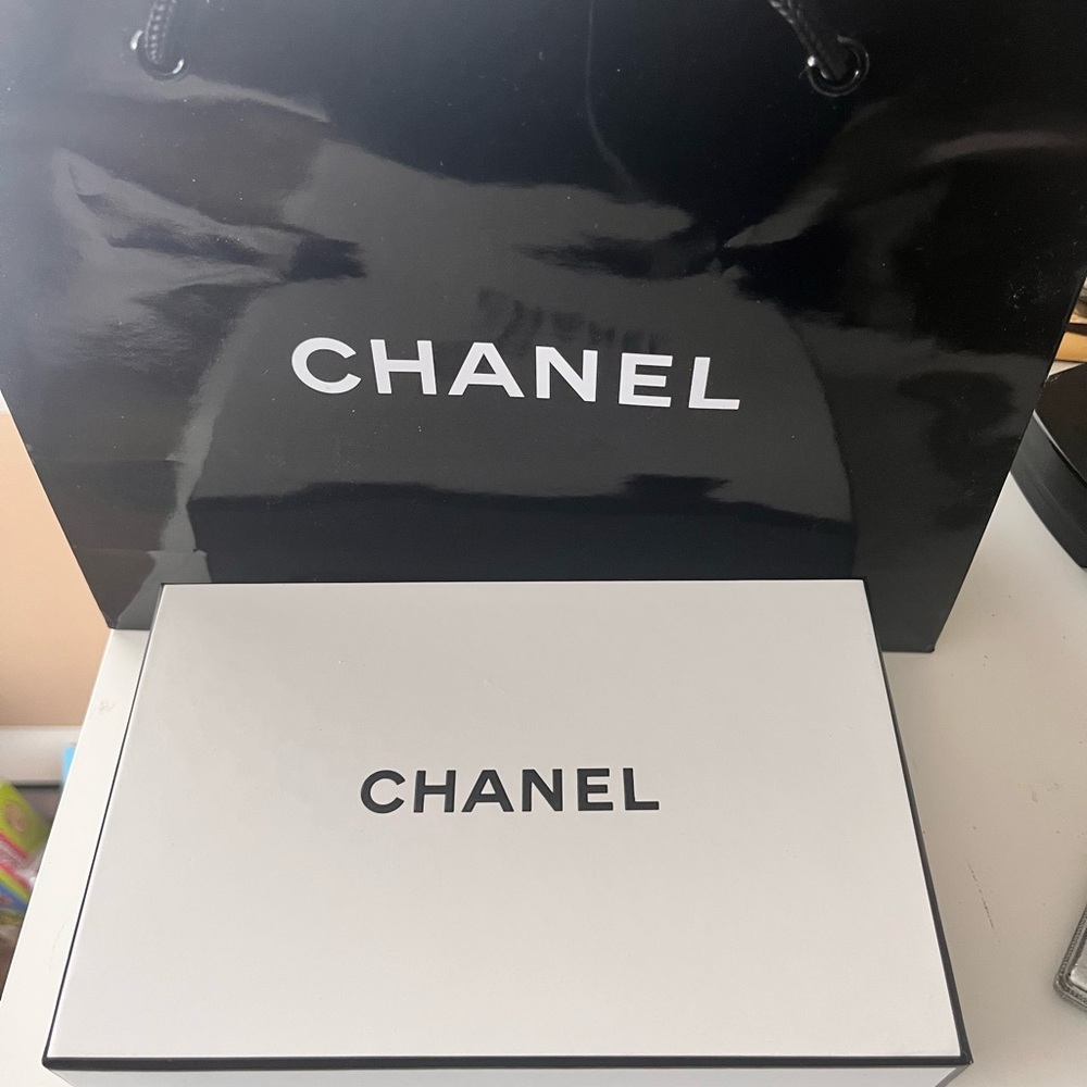 CHANEL Black Bag with White Box